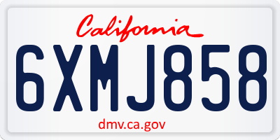 CA license plate 6XMJ858