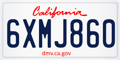 CA license plate 6XMJ860