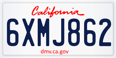 CA license plate 6XMJ862