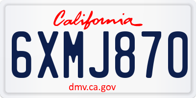 CA license plate 6XMJ870