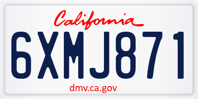 CA license plate 6XMJ871