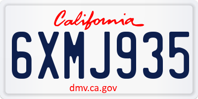 CA license plate 6XMJ935