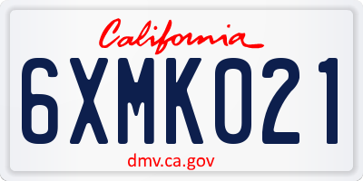 CA license plate 6XMK021