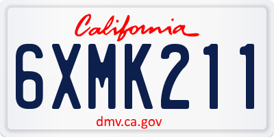 CA license plate 6XMK211