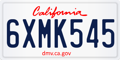 CA license plate 6XMK545