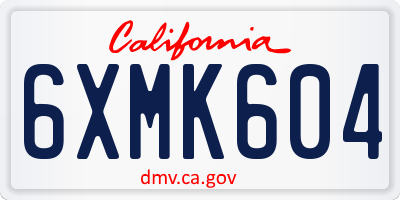 CA license plate 6XMK604