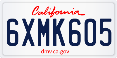 CA license plate 6XMK605