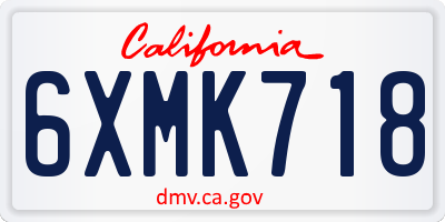 CA license plate 6XMK718
