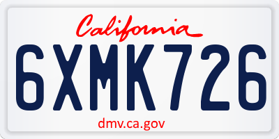 CA license plate 6XMK726