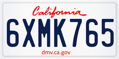 CA license plate 6XMK765