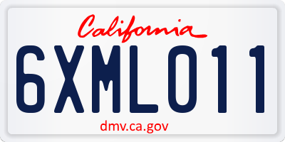 CA license plate 6XML011