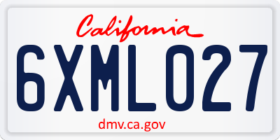 CA license plate 6XML027