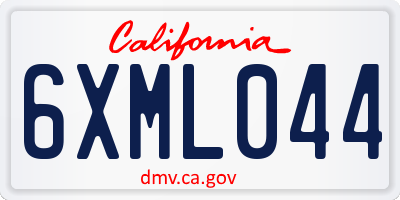 CA license plate 6XML044