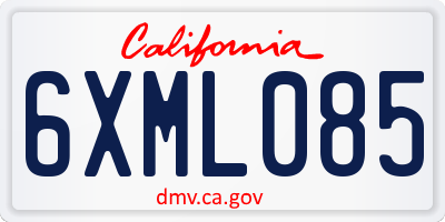 CA license plate 6XML085