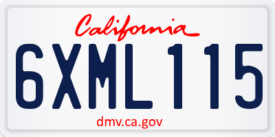 CA license plate 6XML115