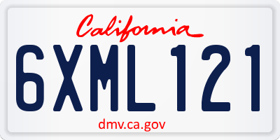 CA license plate 6XML121