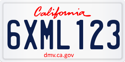 CA license plate 6XML123