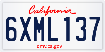 CA license plate 6XML137