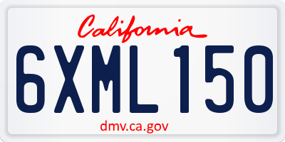 CA license plate 6XML150
