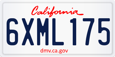 CA license plate 6XML175