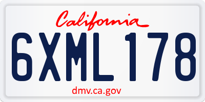 CA license plate 6XML178