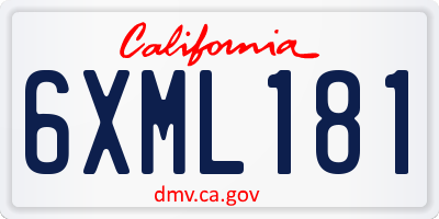 CA license plate 6XML181