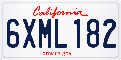 CA license plate 6XML182