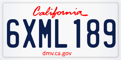 CA license plate 6XML189