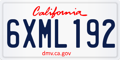 CA license plate 6XML192