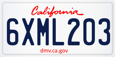 CA license plate 6XML203