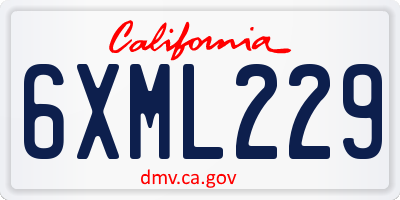 CA license plate 6XML229