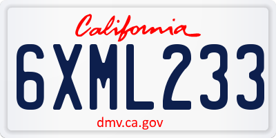 CA license plate 6XML233