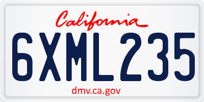 CA license plate 6XML235