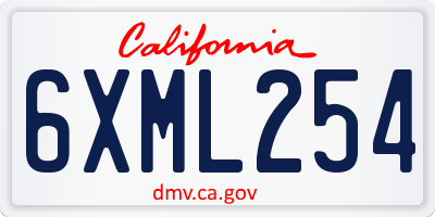 CA license plate 6XML254