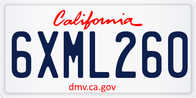 CA license plate 6XML260