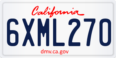 CA license plate 6XML270