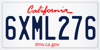 CA license plate 6XML276
