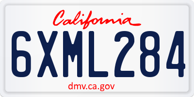 CA license plate 6XML284