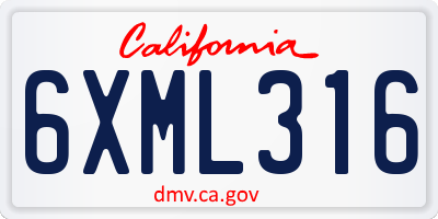 CA license plate 6XML316