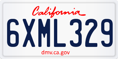 CA license plate 6XML329