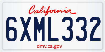 CA license plate 6XML332