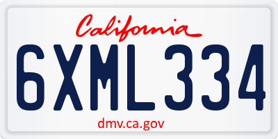 CA license plate 6XML334