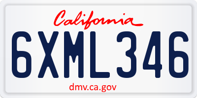 CA license plate 6XML346