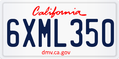 CA license plate 6XML350