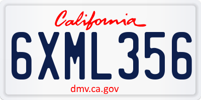 CA license plate 6XML356