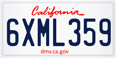 CA license plate 6XML359
