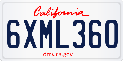 CA license plate 6XML360