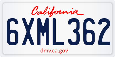 CA license plate 6XML362