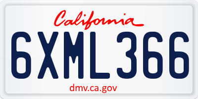 CA license plate 6XML366