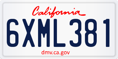 CA license plate 6XML381
